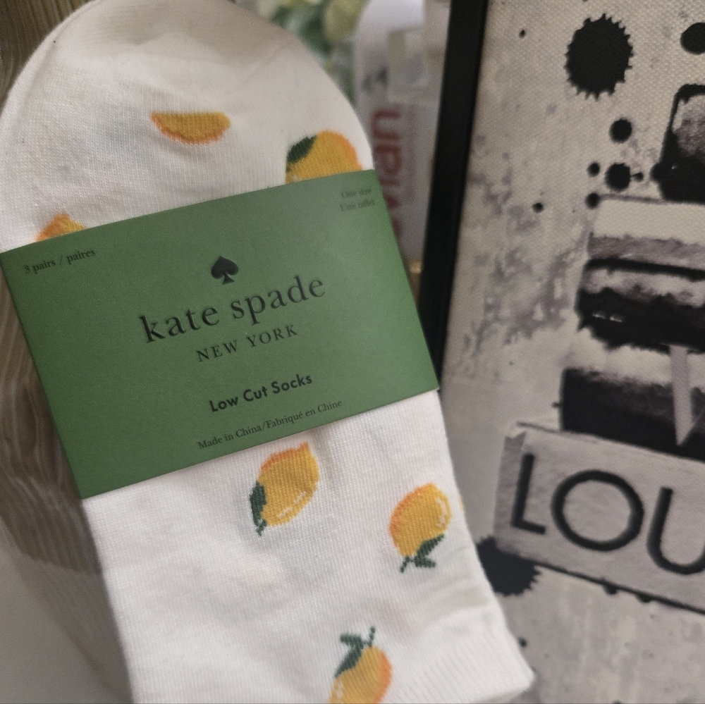 Kate Spade Lemons Low Cut Socks Set Of 3 NWT - Picture 2 of 5